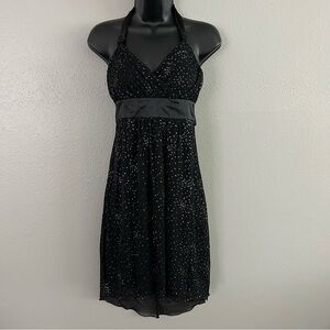 Vintage B Wear Too Halter Party Dress Sz S Black Glitter Fairy Grunge Tulle Y2K